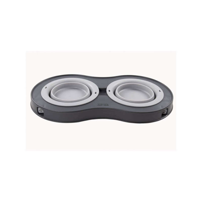 Dexas Double Elevated Feeder миска двойная на складной подставке, 2 шт х 600 мл, серая - фото 6