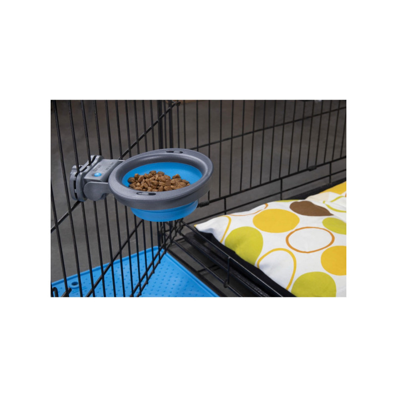 Dexas Collapsible Kennel Bowl миска для собак складная с креплением на клетку, 240 мл, голубая - фото 3