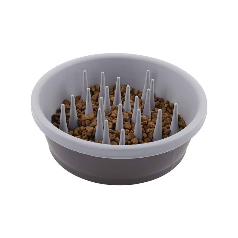 Dexas Slow Feeder Dog Bowl миска для медленного кормления для собак, 1.44 л, серая - фото 2