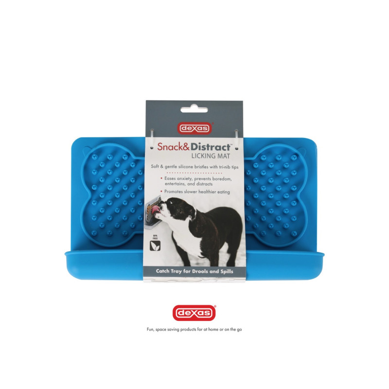 Dexas Snack Distract - Silicone Licking Mat килимок силіконовий для ласощів і лизання горизонтальний, блакитний - фото 4