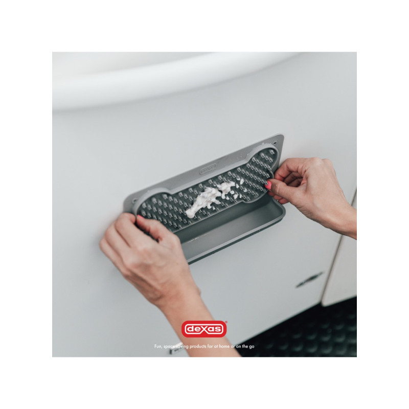Dexas Snack Distract - Silicone Licking Mat килимок силіконовий для ласощів і лизання горизонтальний, сірий - фото 3