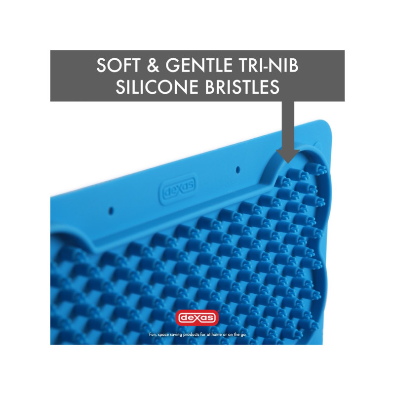 Dexas Snack Distract - Silicone Licking Mat силиконовый коврик для лакомства и лизания вертикальный, голубой - фото 3