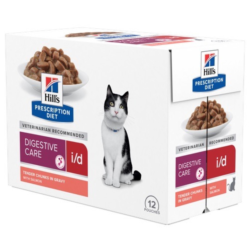 Hill's PD Feline I/D Salmon Pouches влажный корм с лососем для котов с заболеваниями ЖКТ 85 гр - фото 6