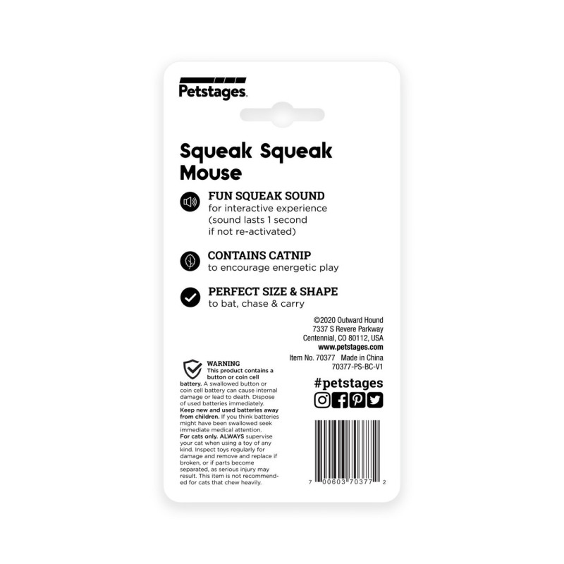 Outward Hound Petstages Squeak Squeak Mouse игрушка для котов, 4 см - фото 7