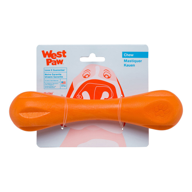 West Paw Hurley Dog Bone игрушка для собак оранжевая, 21 см - фото 2