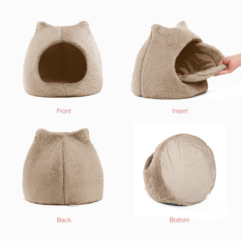 Outward Hound Best Frends Donut Shag Meow Hut домик для котов и собак, бежевый, 43 см х 43 см х 43 см - фото 2