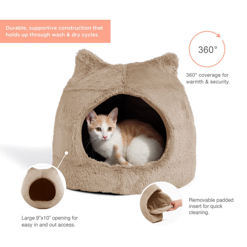 Outward Hound Best Frends Donut Shag Meow Hut домик для котов и собак, бежевый, 43 см х 43 см х 43 см - фото 3