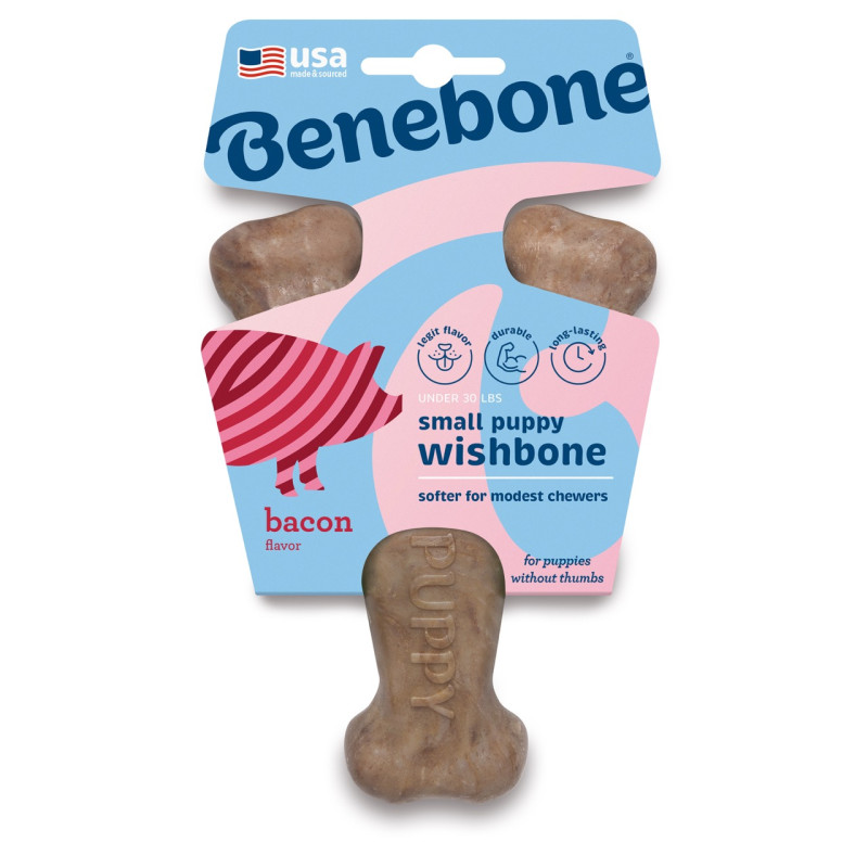 Benebone Puppy Wishbone Bacon іграшка для цуценят зі смаком бекону, 9.5 см - фото 3