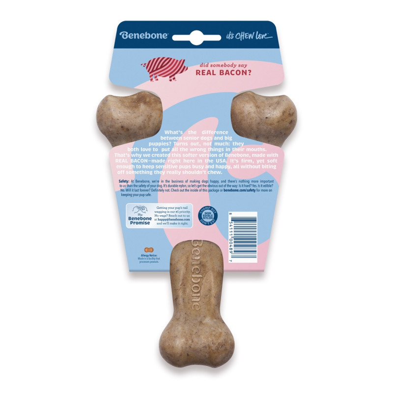 Benebone Puppy Wishbone Bacon іграшка для цуценят зі смаком бекону, 18 см - фото 4