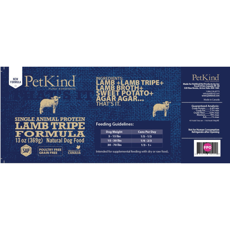 PetKind Lamb Tripe Single Animal Protein Formula влажный корм для собак с ягненком, 369 гр - фото 2