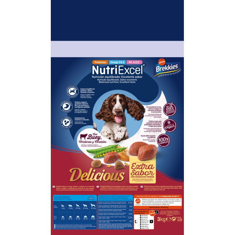 Brekkies Dog Delice Meat сухий корм із яловичиною для собак, 3 кг - фото 2