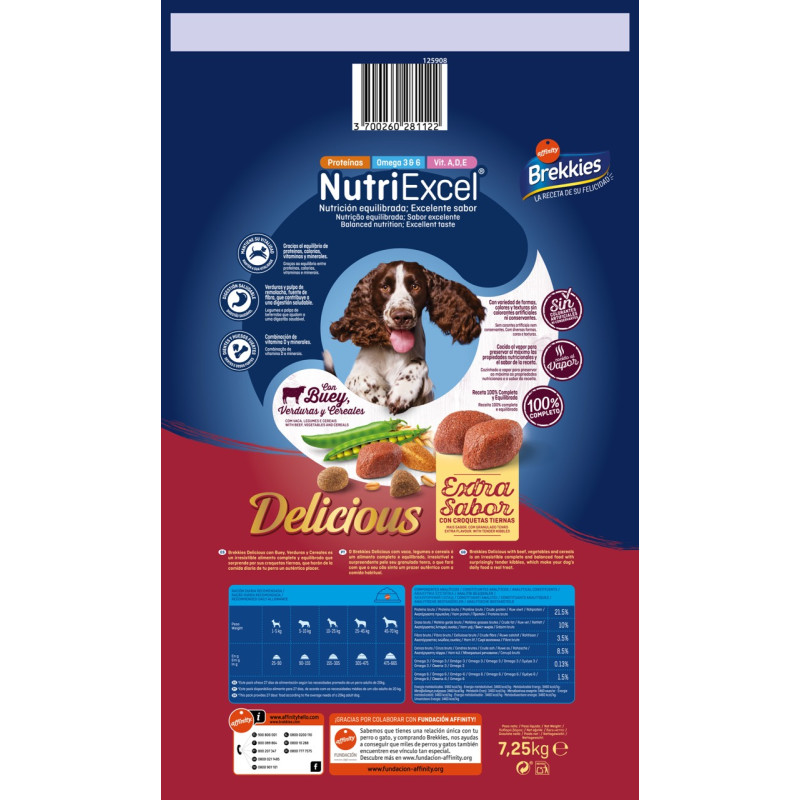 Brekkies Dog Delice Meat сухий корм із яловичиною для собак, 7.25 кг - фото 2