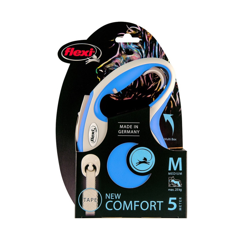 Flexi New Comfort M рулетка для собак, стрічка 5 м, синій - фото 2