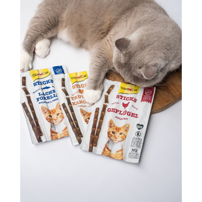 GimCat Sticks Salmon and Troute лакомство для кошек с лососем и форелью, 4 шт - фото 3