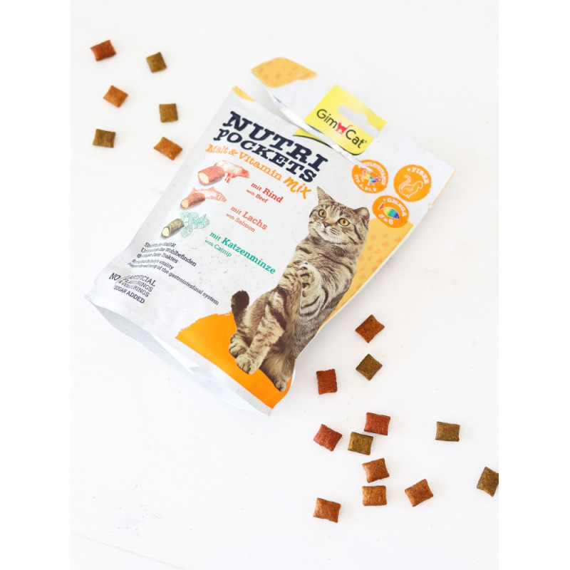 GimCat Nutri Pockets Salmon & Omega 3+6 ласощі для котів з лососем 60 гр - фото 2