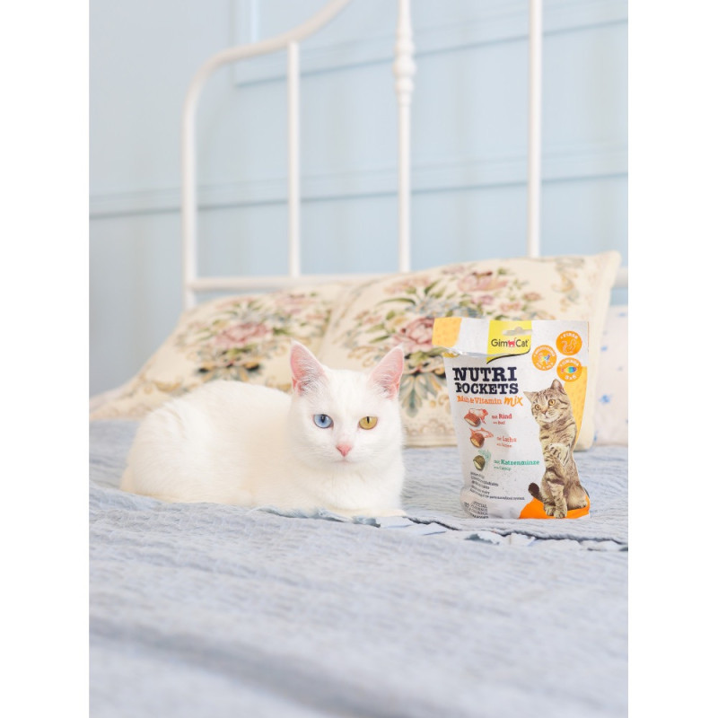 GimCat Nutri Pockets Salmon & Omega 3+6 лакомство для кошек с лососем 60 гр - фото 3