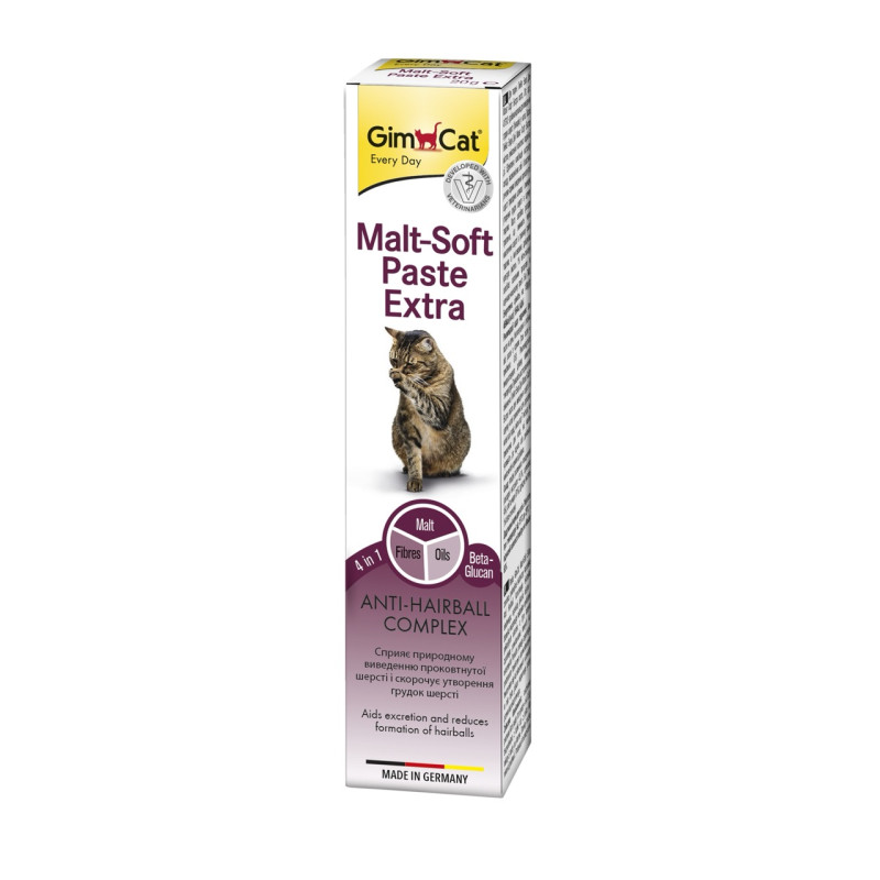 GimCat Malt-Soft Extra мальт-паста для вывода шерсти из желудка кошек, 100 гр - фото 2