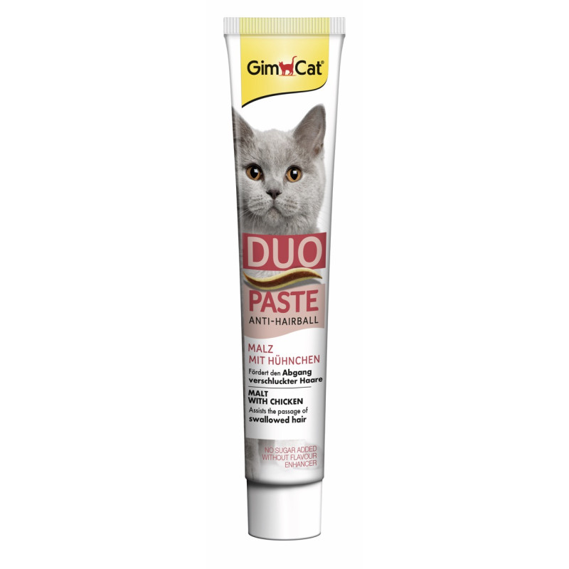 GimCat Duo Paste Anti-Hairball Malt With Chicken паста для кошек для вывода шерсти при чувствительном пищеварении, 50 гр - фото 3