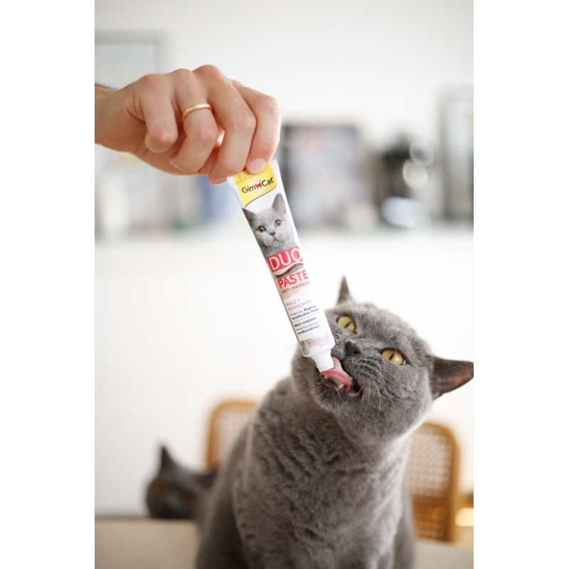 GimCat Duo Paste Anti-Hairball Malt With Chicken паста для кошек для вывода шерсти при чувствительном пищеварении, 50 гр - фото 4
