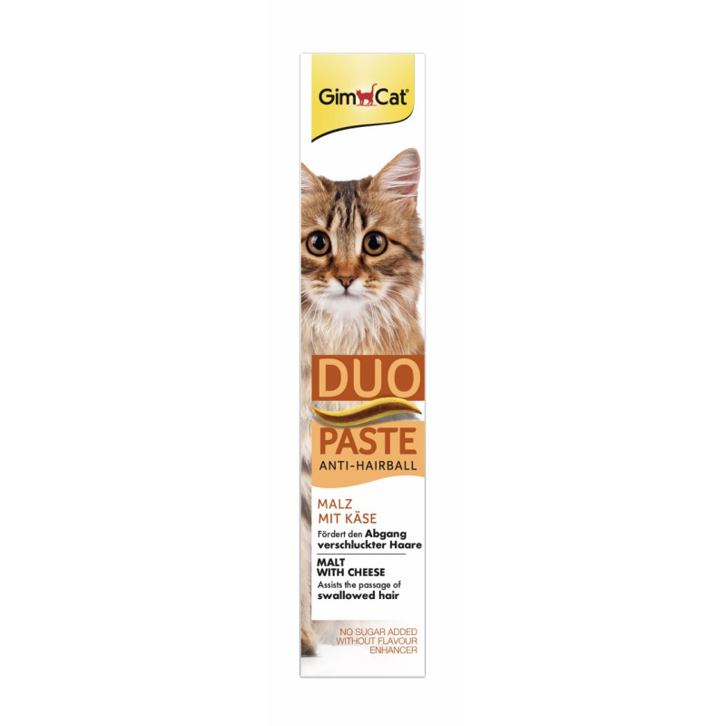 GimCat Duo Paste Anti-Hairball Malt With Cheese паста для кошек для вывода шерсти при чувствительном пищеварении, 50 гр - фото 2