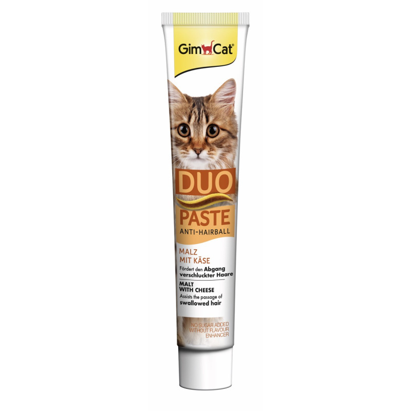 GimCat Duo Paste Anti-Hairball Malt With Cheese паста для кошек для вывода шерсти при чувствительном пищеварении, 50 гр - фото 3