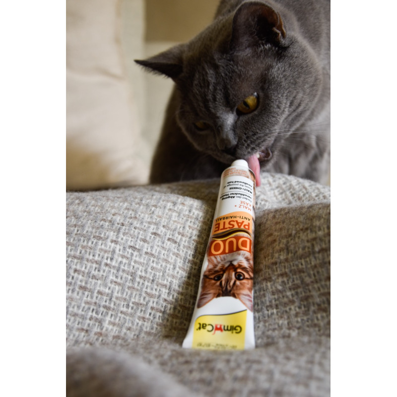 GimCat Duo Paste Anti-Hairball Malt With Cheese паста для кошек для вывода шерсти при чувствительном пищеварении, 50 гр - фото 4