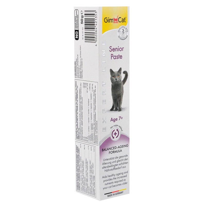 GimCat Senior Paste мультивитаминная паста для укрепления здоровья стареющих кошек, 50 гр - фото 2