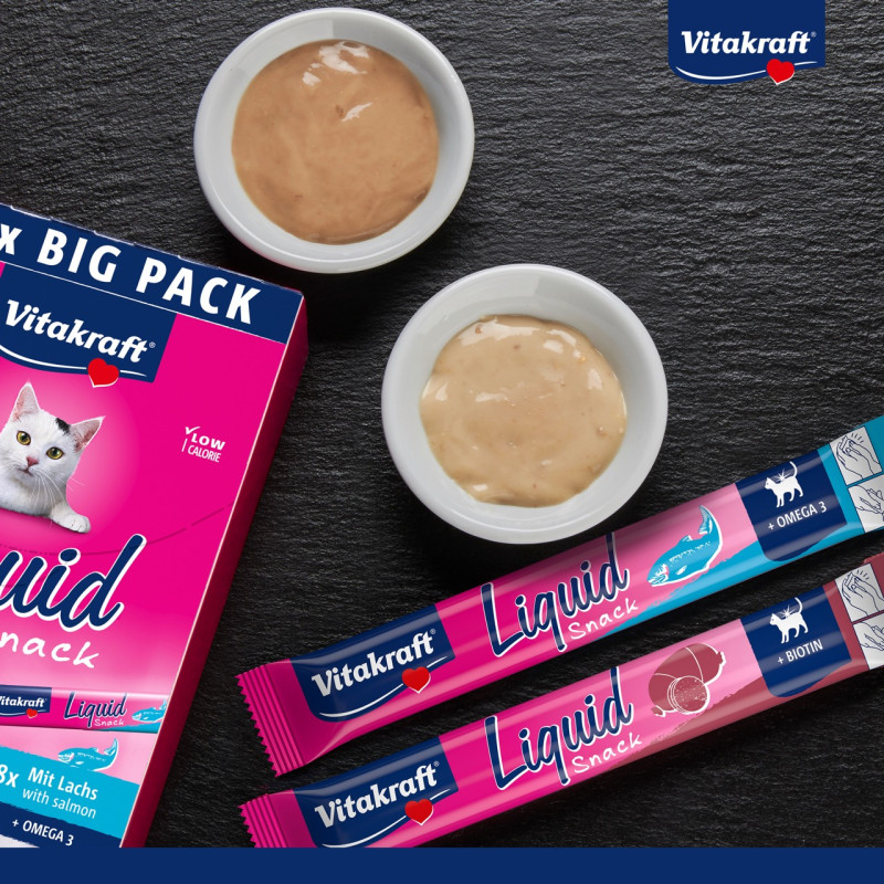 Vitakraft Liquid Snack Salmon Liver лакомство для котов с лососем и печенью, 16 шт х 15 гр - фото 3