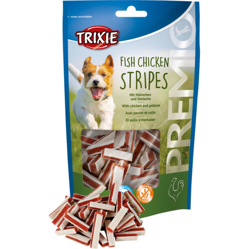 Trixie Premio Fish Chicken Stripes лакомство для собак с курицей и лососем, 75 гр - фото 3