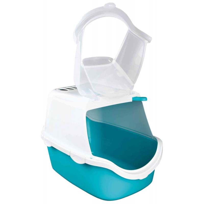 Trixie Vico Open Top туалет для котів закритий, 40х40х56 см, бірюзовий з прозорою кришкою - фото 2