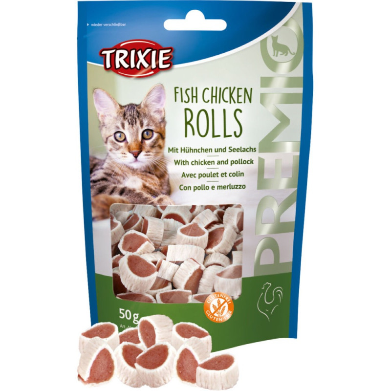 Trixie Premio Fish Chicken Rolls лакомство для кошек с курицей и рыбой 50 гр - фото 3