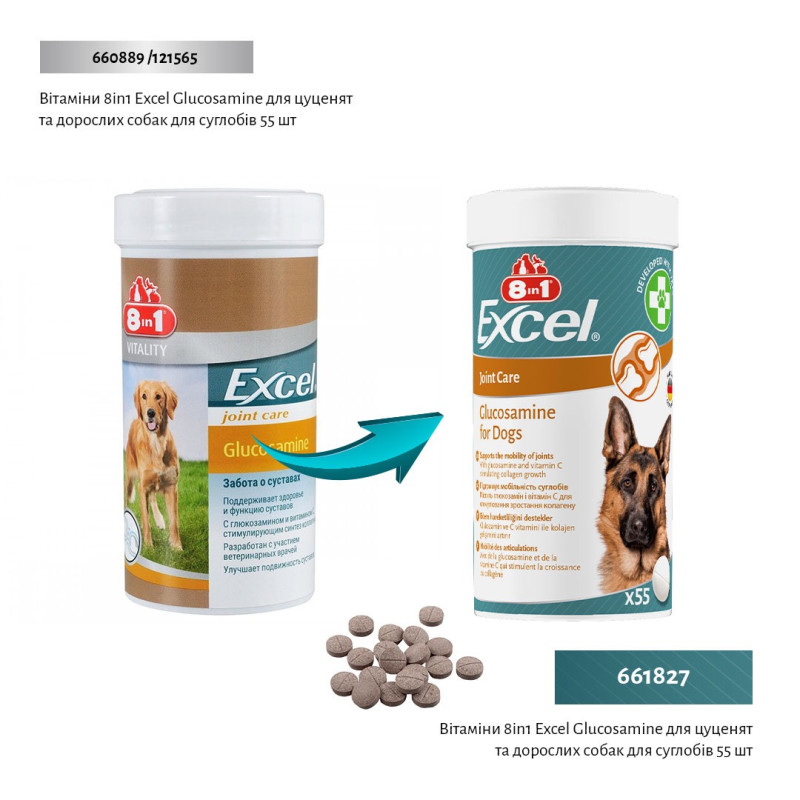 8in1 Excel Glucosamine вітаміни для покращення роботи суглобів у собак, 110 табл - фото 10