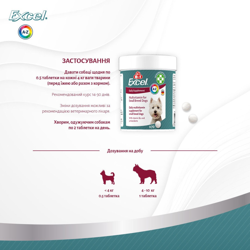 8in1 Excel Multi Vitamin Small Breed витамины для собак малых пород, 70 табл - фото 8