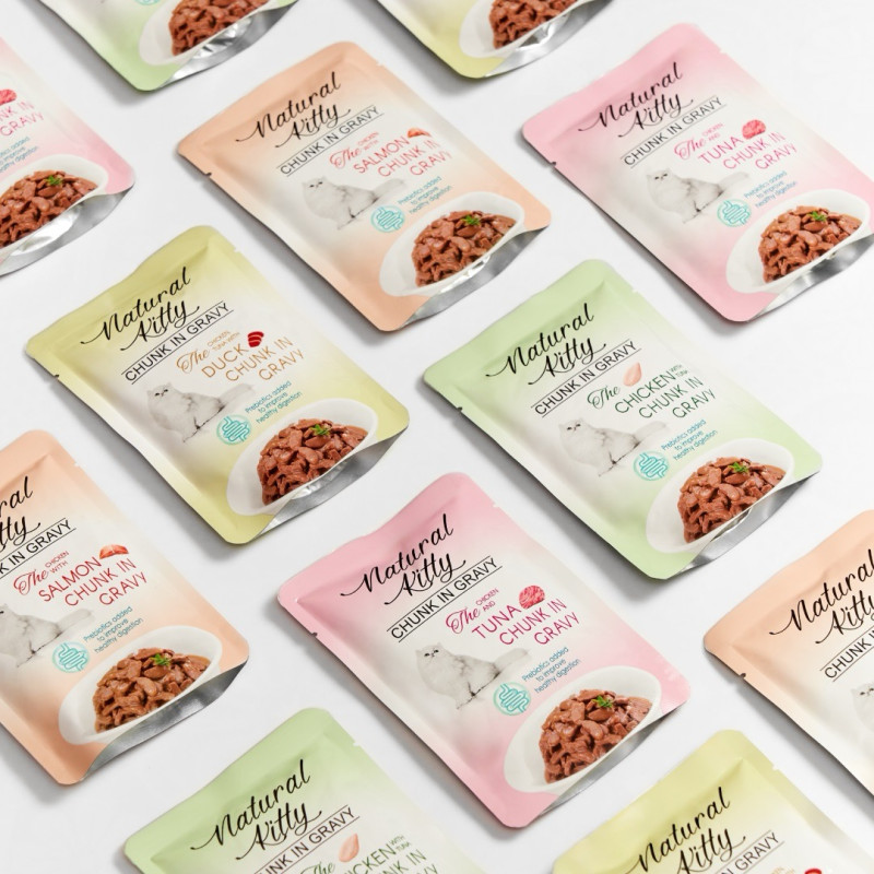 Natural Kitty Chunk in Gravy Chicken, Tuna with Duck влажный корм для котов с уткой, курицей и тунцом, 85 гр - фото 4