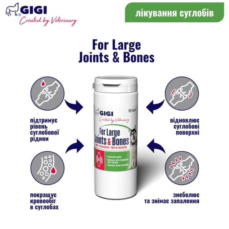 GiGi For Large Joints & Bones вітаміни для суглобів у собак великих порід 240 табл - фото 2