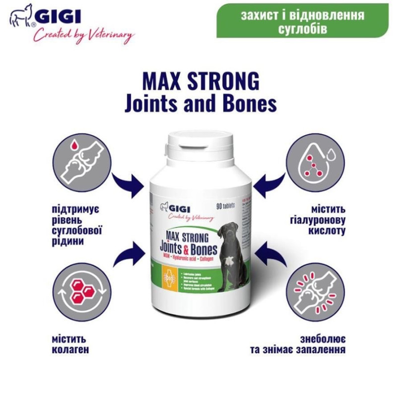 GiGi Max Strong Joints & Bones витамины для суставов у собак 90 табл - фото 2