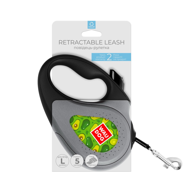 Waudog R-Leash L рулетка для собак с рисунком "Авокадо", лента, 5 м - фото 3