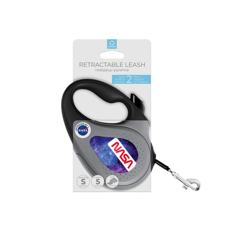 Waudog R-Leash S рулетка для собак з малюнком "Nasa21", стрічка, 5 м - фото 2