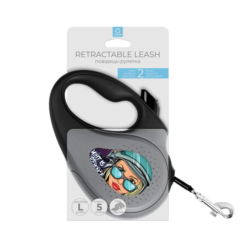 Waudog R-Leash L рулетка для собак с рисунком "Ракетостроение", лента, 5 м - фото 2