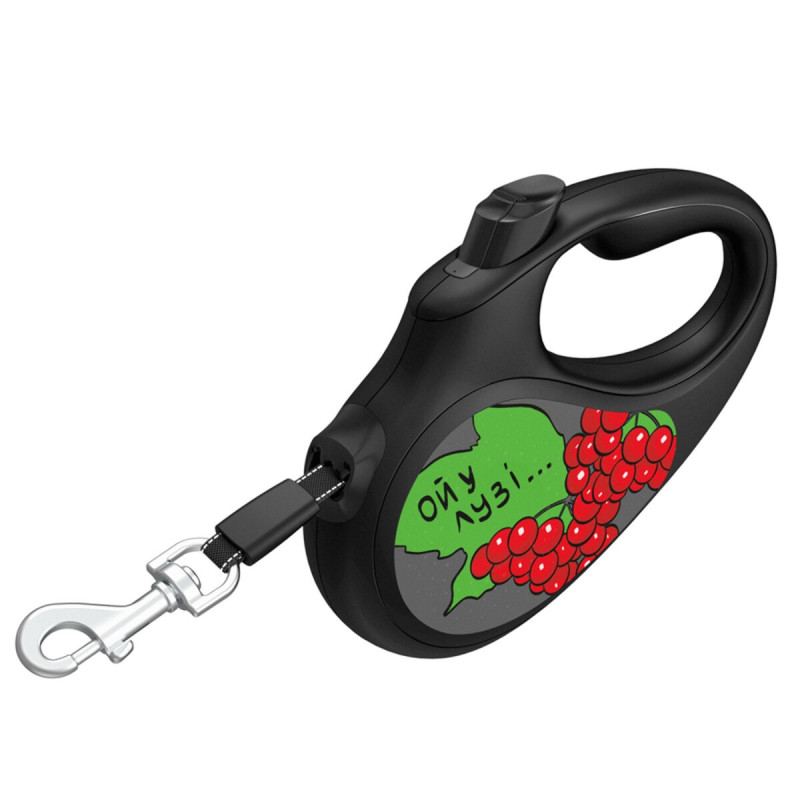 Waudog R-Leash S рулетка для собак з малюнком "Калина", стрічка, 5 м - фото 2