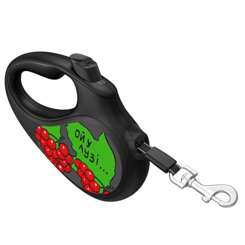 Waudog R-Leash S рулетка для собак з малюнком "Калина", стрічка, 5 м - фото 3