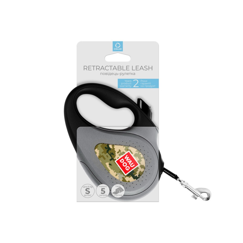 Waudog R-Leash S рулетка для собак з малюнком "Мілітарі", стрічка, 5 м - фото 2