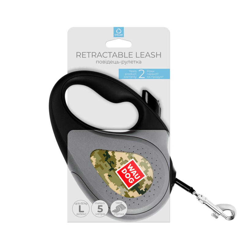 Waudog R-Leash L рулетка для собак с рисунком "Милитари", лента, 5 м - фото 2