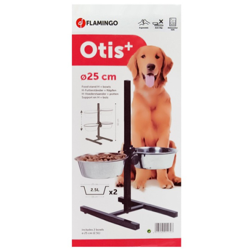 Flamingo Otis+ H-Stand миски для собак на штативе, 2 шт х 2.5 л - фото 2