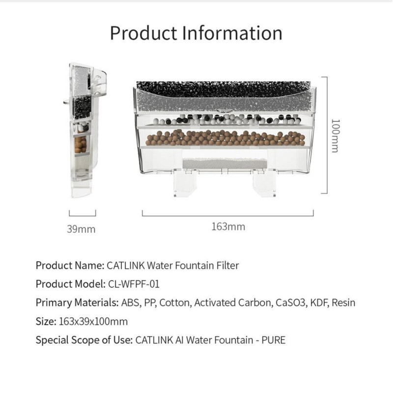 Catlink Pure Water Fountain набір змінних фільтрів для поїлок Catlink, 5 шт - фото 6
