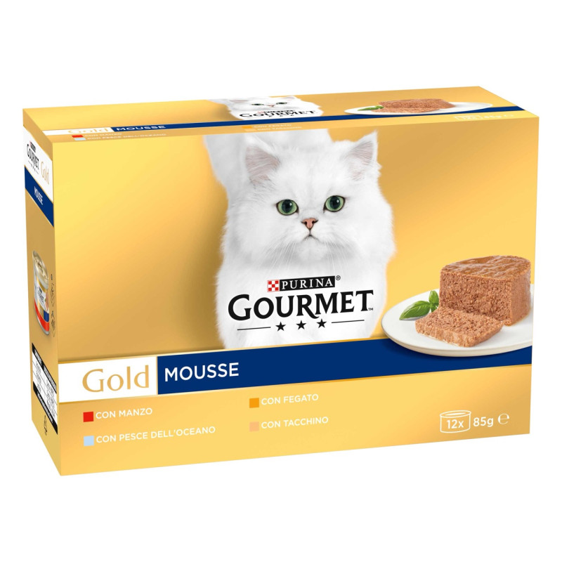 Gourmet Gold набор влажного корма для котов с говядиной, тунцом, печенью и индейкой, 12 шт х 85 гр - фото 2