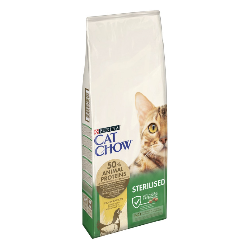 Cat Chow Sterilized Chicken сухой корм для стерилизованных котов с курицей 15 кг - фото 2
