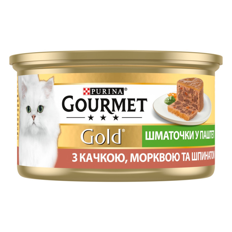 Gourmet Gold вологий корм для котів з качкою, морквою та шпинатом, 85 гр - фото 2