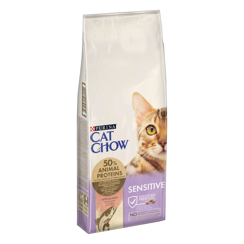 Cat Chow Sensitive Salmon сухий корм для котів з лососем 15 кг - фото 2