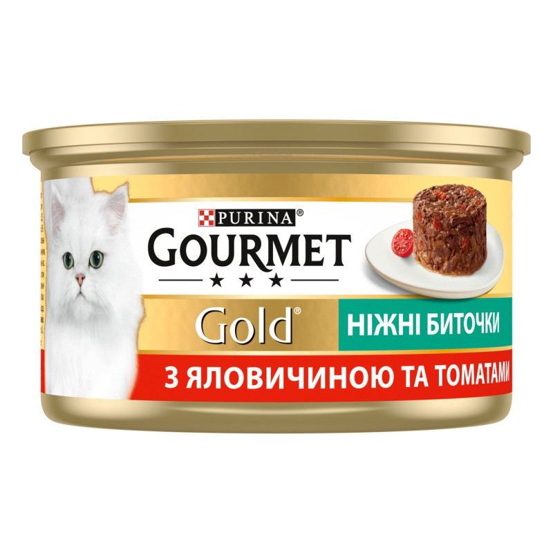 Gourmet Gold вологий корм для котів з яловичиною та томатами, 85 гр - фото 2